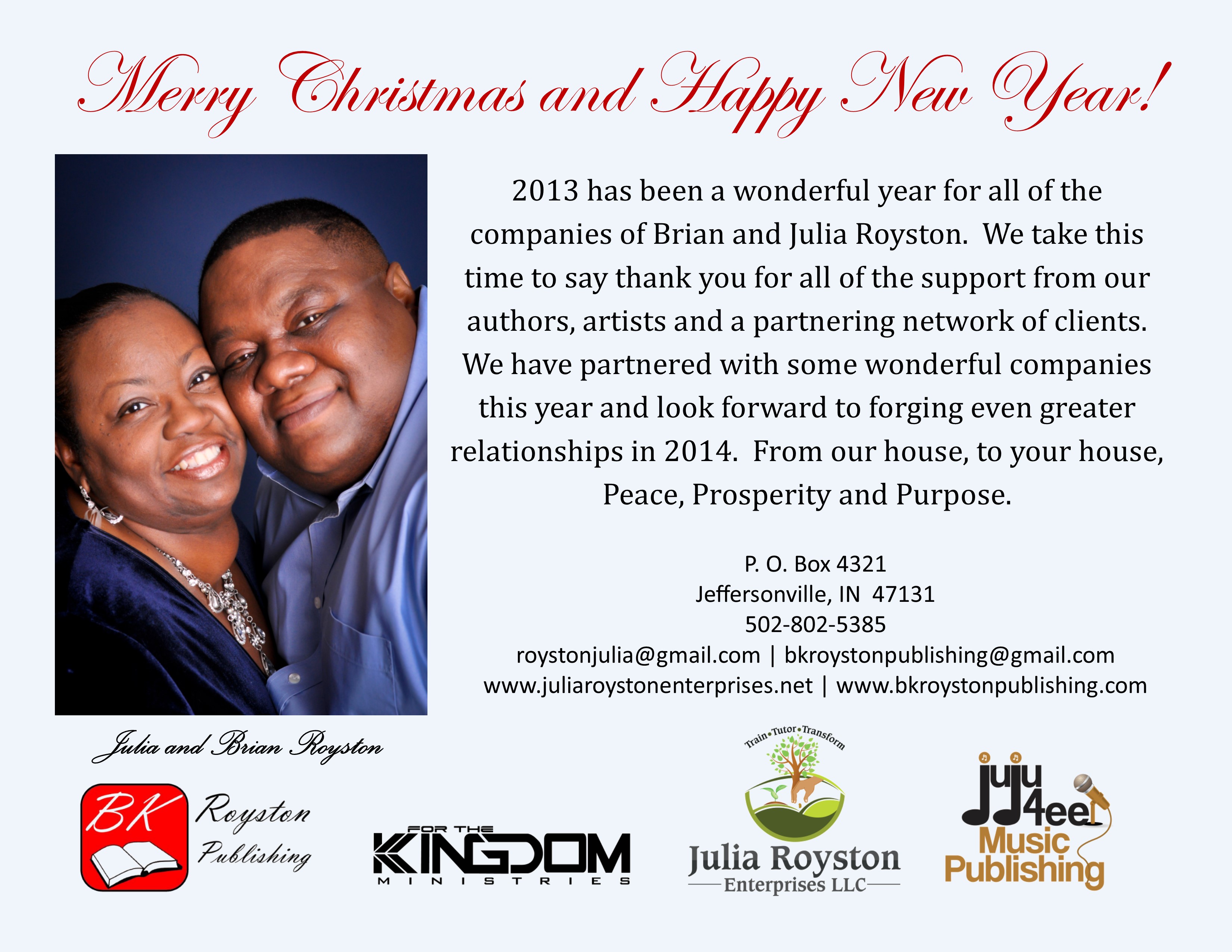 Christmas greeting from JAR and BKR 2013